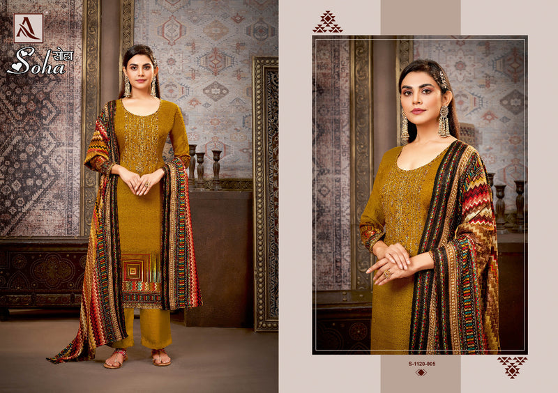 Alok Suit Soha Pashmina With Heavy Embroidery Work Stylish Designer Beautiful Salwar Kameez