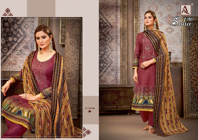 Alok Suit Soha Pashmina With Heavy Embroidery Work Stylish Designer Beautiful Salwar Kameez