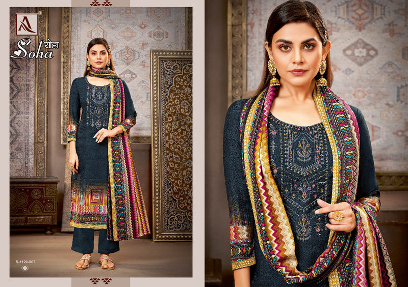 Alok Suit Soha Pashmina With Heavy Embroidery Work Stylish Designer Beautiful Salwar Kameez