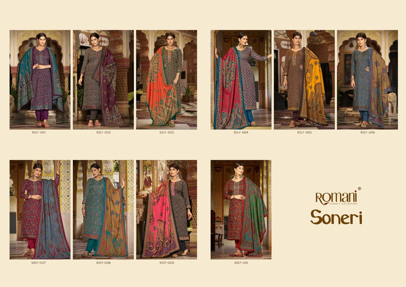 Romani Soneri Pashmina Fancy Printed With Heavy Embroidery Work Stylish Designer Festive Wear Salwar Kameez