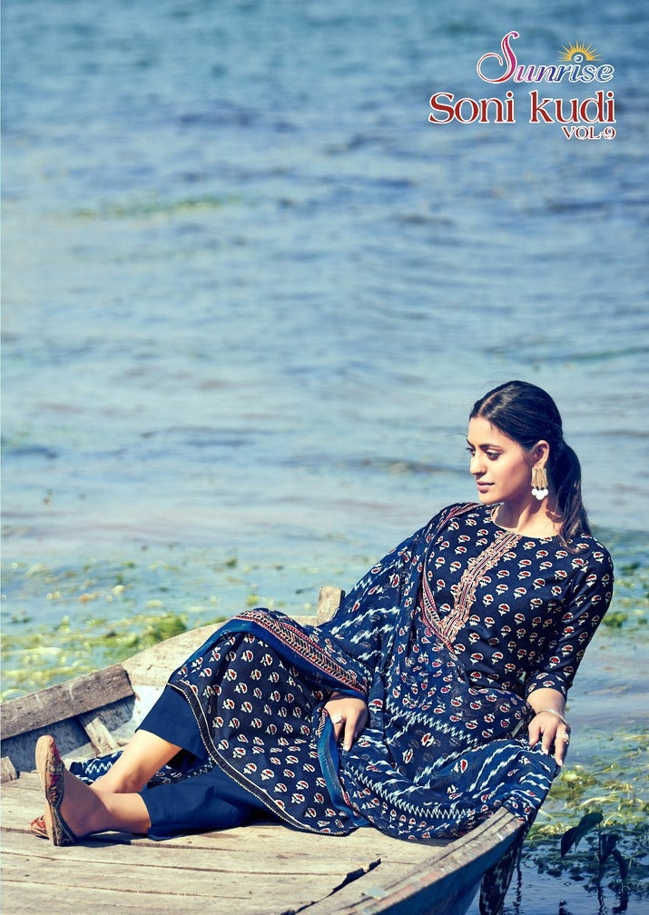 Sunrise Soni Kudi Vol 9 Pure Cotton With Heavy Embroidery Work Stylish Designer Party Wear Salwar Kameez