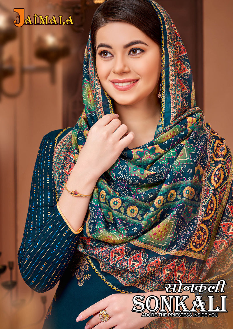 Alok Suit Sonkali Pure Viscose Rayon Gold Print With Swarovski Diamond Work Stylish Designer Salwar Kameez
