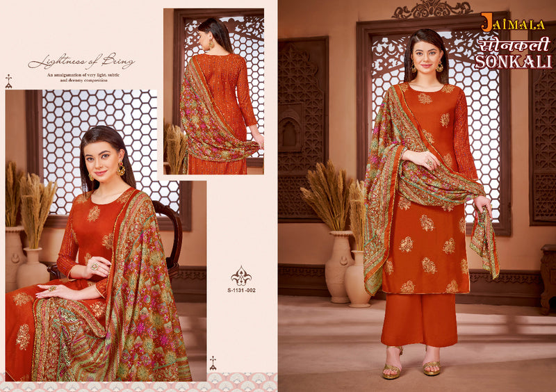 Alok Suit Sonkali Pure Viscose Rayon Gold Print With Swarovski Diamond Work Stylish Designer Salwar Kameez