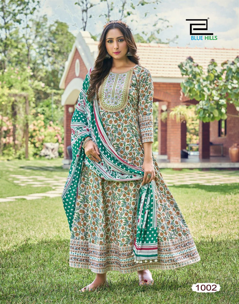 Blue Hills Spotlight Vol 1 Cambric Cotton Fancy Anarkali Style Party Wear Kurtis With Bottom & Dupatta