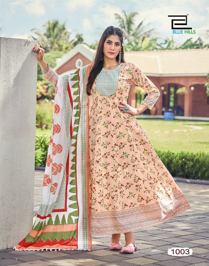 Blue Hills Spotlight Vol 1 Cambric Cotton Fancy Anarkali Style Party Wear Kurtis With Bottom & Dupatta