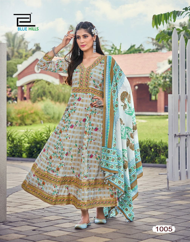 Blue Hills Spotlight Vol 1 Cambric Cotton Fancy Anarkali Style Party Wear Kurtis With Bottom & Dupatta