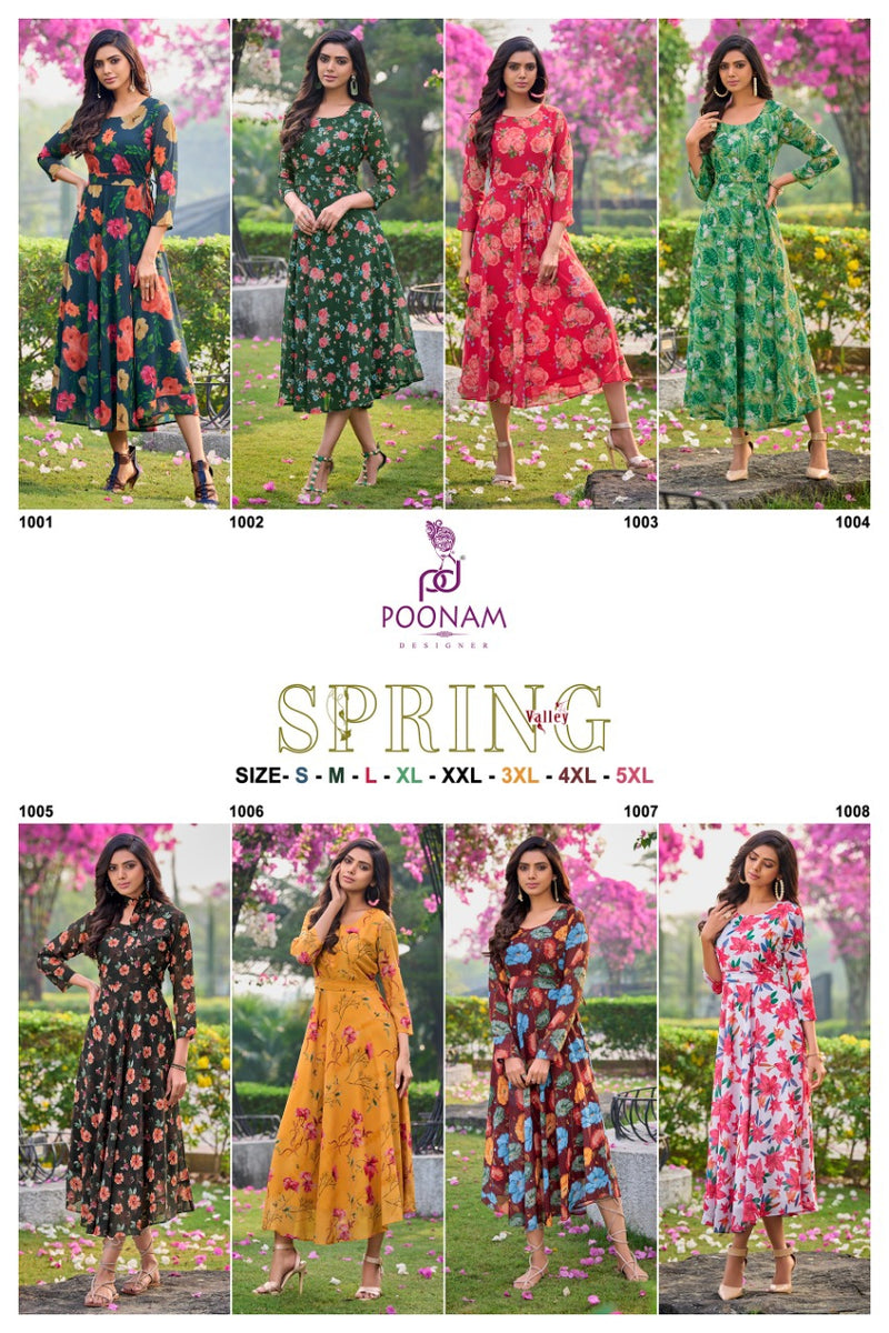 Poonam Designs Spring Valley Georgette With Heavy Beautiful Work Stylish Designer Party Wear Long Kurti