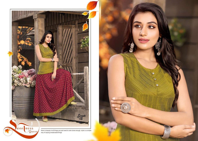 MF Srivalli Slub With Pintex Embroidery Party Wear Tops  With Fancy Skirts