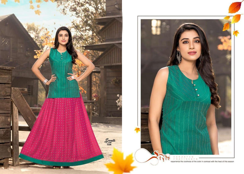MF Srivalli Slub With Pintex Embroidery Party Wear Tops  With Fancy Skirts
