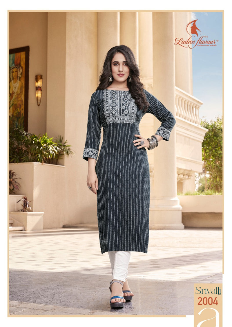 Ladies Flavour Srivalli Vol 2 Rayon With Printed Work Stylish Designer Casual Look Fancy Kurti