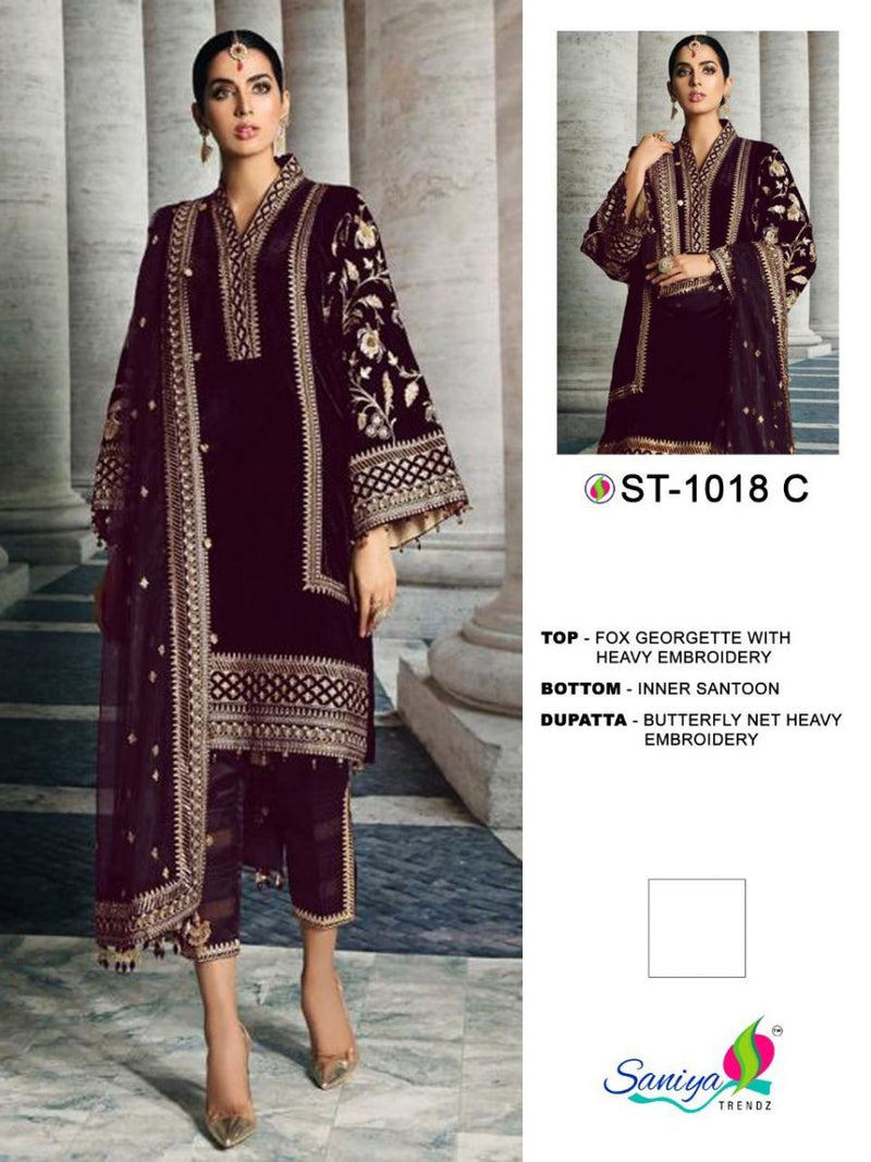 Saniya Trendz St 1018 Hit Colour Georgette Pakistani Salwar Suits