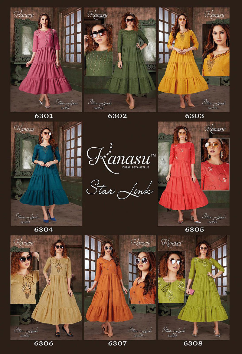 Kanasu Kurti Starlink Rayon Fancy Gown Style Long Party Wear Kurtis