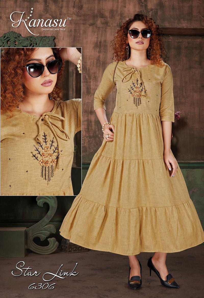 Kanasu Kurti Starlink Rayon Fancy Gown Style Long Party Wear Kurtis