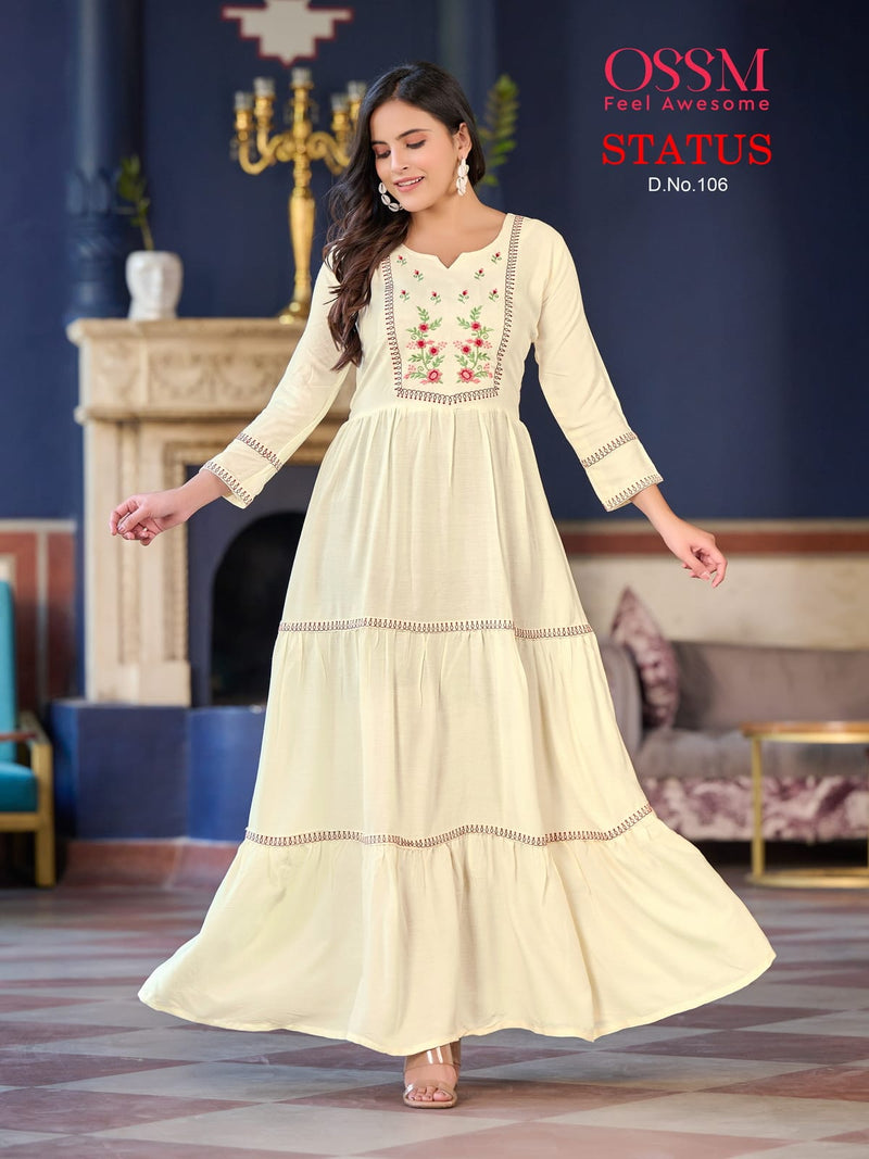 Ossm Status Heavy Rayon Wrinkle Slub Stylish Designer Partywear Kurti