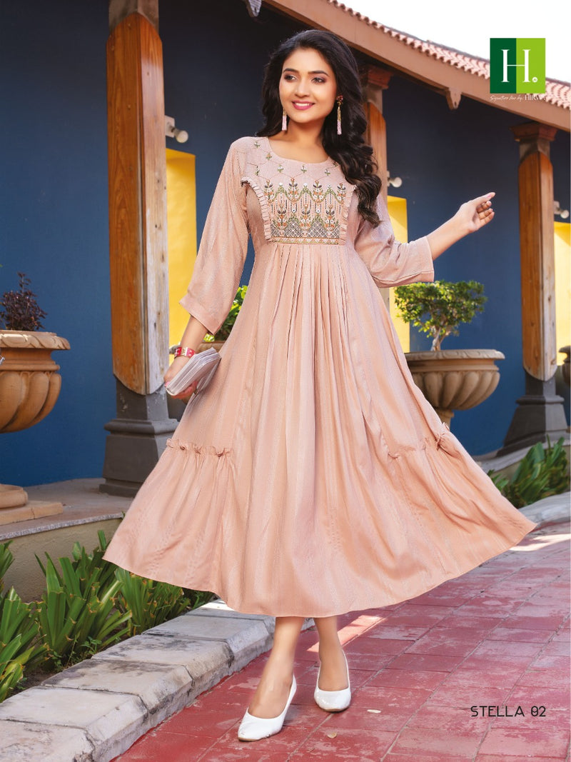 Hirwa Stella Rayon With Fancy & Beautiful Work Stylish Designer Party Wear Gown