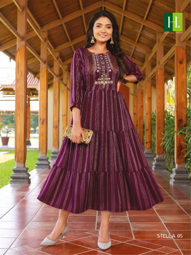 Hirwa Stella Rayon With Fancy & Beautiful Work Stylish Designer Party Wear Gown