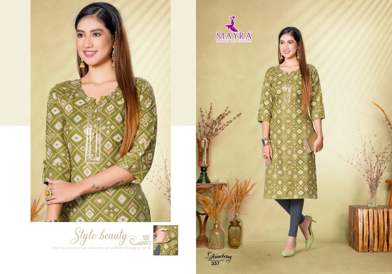 Mayra Strawberry Rayon Fancy Designer Party Wear Kurtis