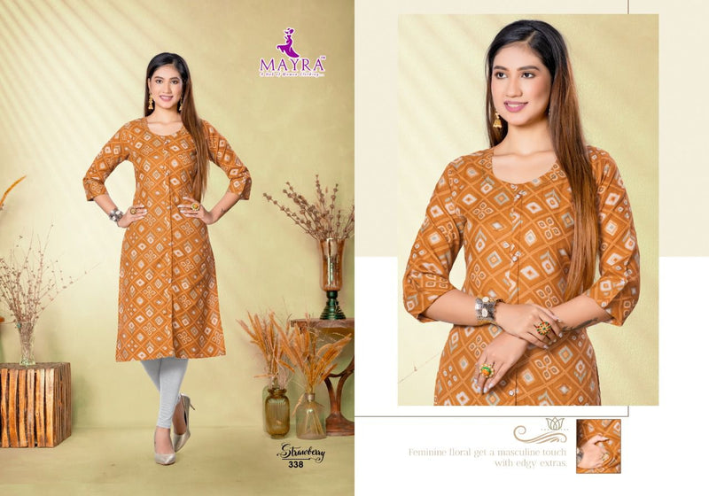 Mayra Strawberry Rayon Fancy Designer Party Wear Kurtis