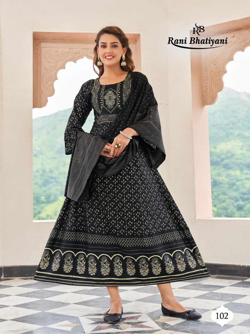 Rani Bhatiyani Studio Vol 1 Rayon With Foil Printed Work Stylish Designer Fancy Long Kurti