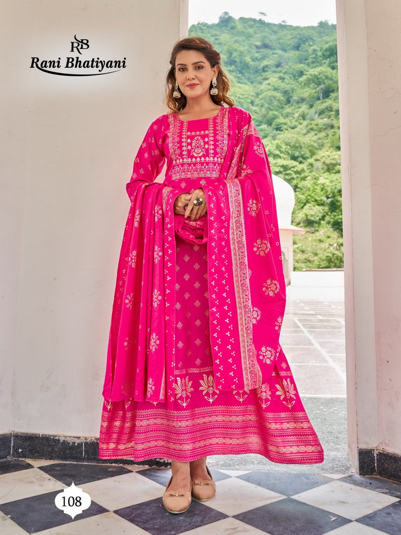Rani Bhatiyani Studio Vol 1 Rayon With Foil Printed Work Stylish Designer Fancy Long Kurti