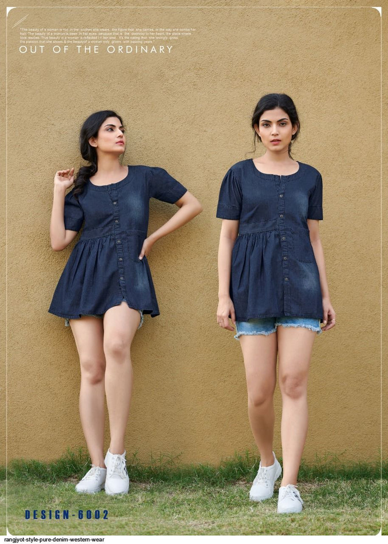 Rangjyot Style Denim Fancy Casual Wear Top Style Western Wear Kurtis