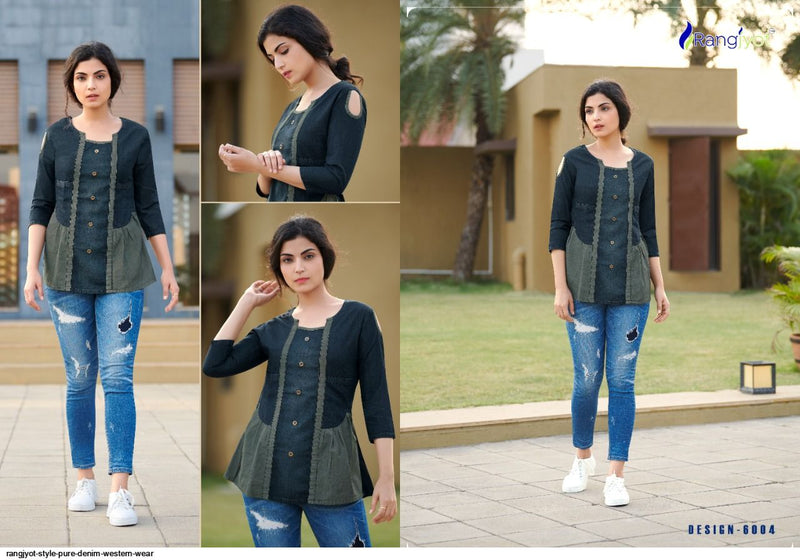 Rangjyot Style Denim Fancy Casual Wear Top Style Western Wear Kurtis