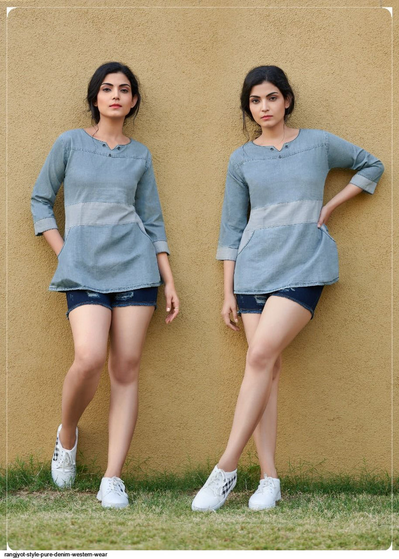 Rangjyot Style Denim Fancy Casual Wear Top Style Western Wear Kurtis