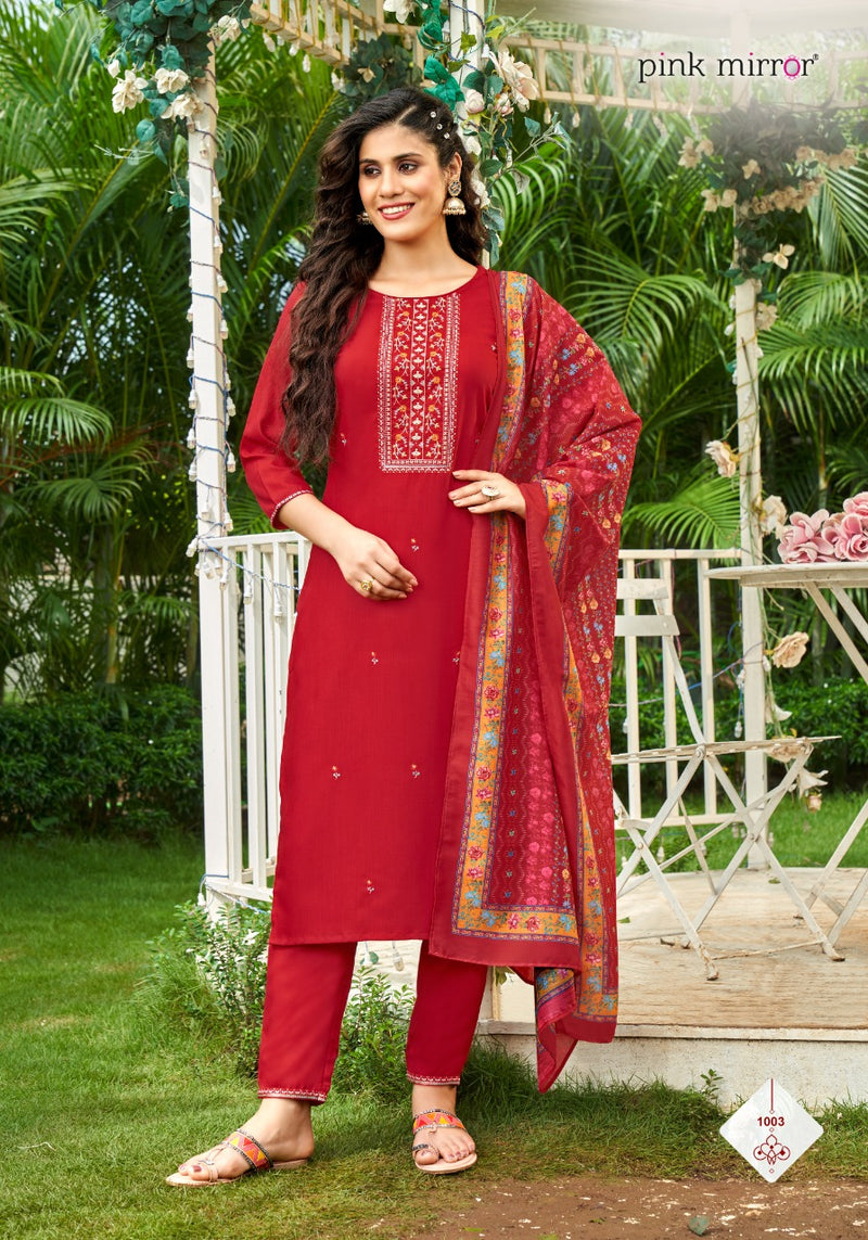 Pink Mirror Sugar Tesla With Heavy Embroidery Work Stylish Designer Festive Wear Fancy Kurti