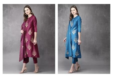 Bandhani Palace Suhani Presents Cotton Blend Stylish Party Wear Combo Set Of  Kurtis