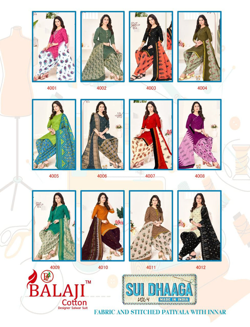 Balaji Cotton Sui Dhaga Vol 4 Cotton Printed Casual Wear Patiyala Style Salwar Suits
