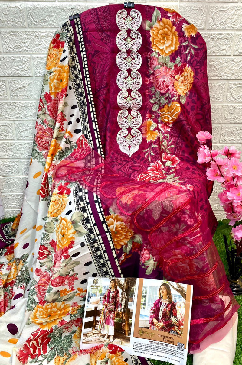 Shai Libaas Summer Dreams Pure Cotton With Heavy Embroidery Work Stylish Designer Casual Wear Salwar Kameez