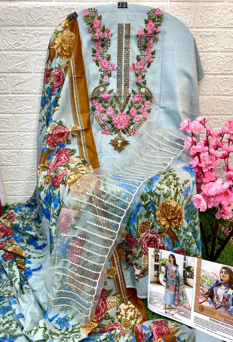 Shai Libaas Summer Dreams Pure Cotton With Heavy Embroidery Work Stylish Designer Casual Wear Salwar Kameez