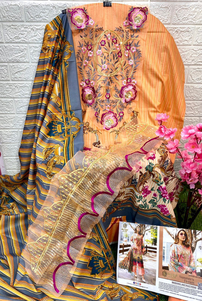 Shai Libaas Summer Dreams Pure Cotton With Heavy Embroidery Work Stylish Designer Casual Wear Salwar Kameez