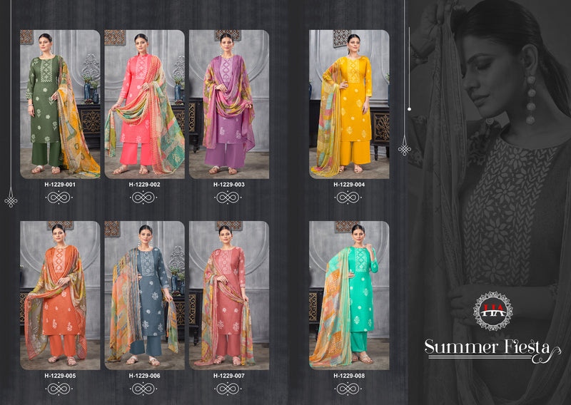 Harshit Fashion Hub Summer Fiesta Cambric Printed Fancy Mirror Work Printed Designer Salwar Kameez