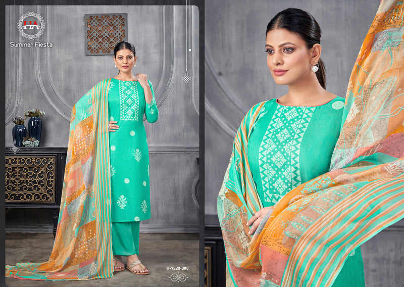 Harshit Fashion Hub Summer Fiesta Cambric Printed Fancy Mirror Work Printed Designer Salwar Kameez