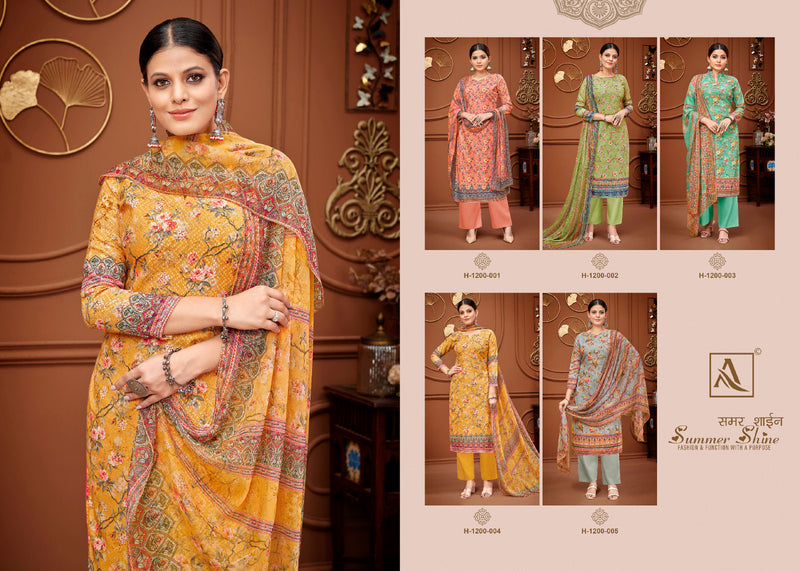 Alok Suits Summer Shine Pure Cotton Self Chiken Embroidery Designer Digital Printed Designer Wear Salwar Suit