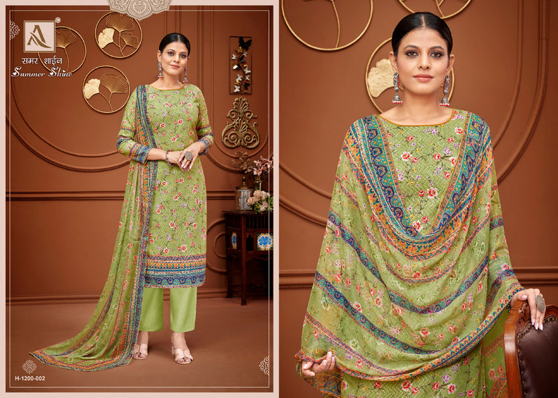 Alok Suits Summer Shine Pure Cotton Self Chiken Embroidery Designer Digital Printed Designer Wear Salwar Suit