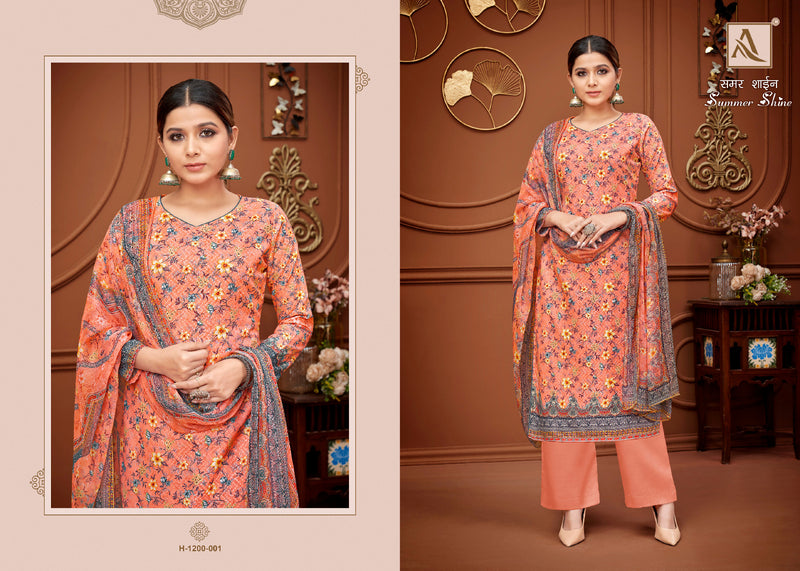 Alok Suits Summer Shine Pure Cotton Self Chiken Embroidery Designer Digital Printed Designer Wear Salwar Suit