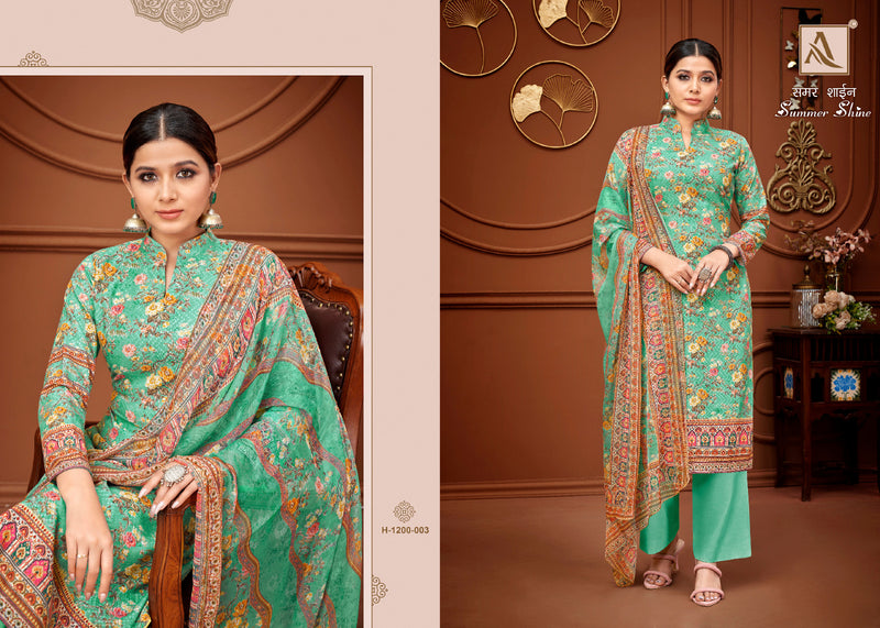 Alok Suits Summer Shine Pure Cotton Self Chiken Embroidery Designer Digital Printed Designer Wear Salwar Suit