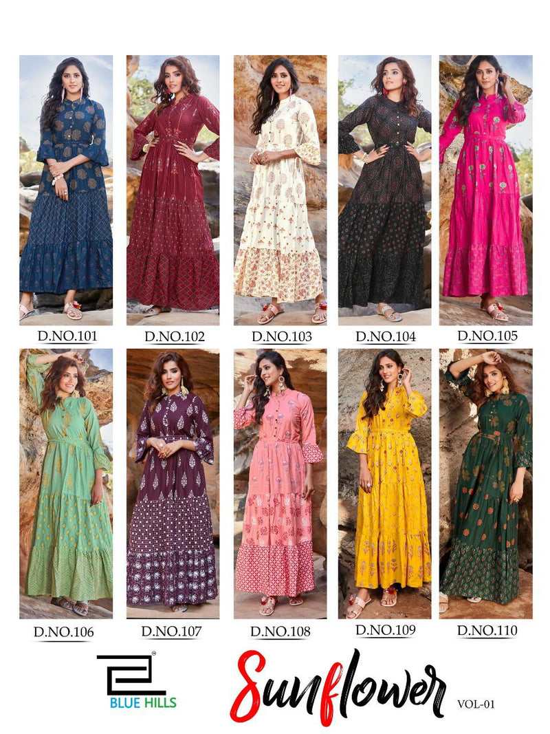 Bule Hilis Presant Sunflower Vol 1 Rayon Party Wear kurti