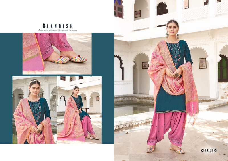 Kalaroop Kajree Fashion Sunheri By Patiyala Vol 5 Jam Silk Party Wear Kurtis With Bottom & Dupatta