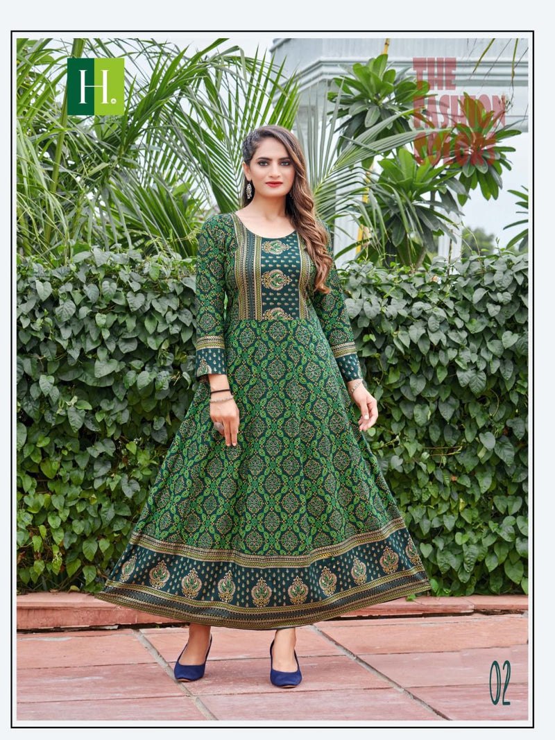 Hirwa Sunlight Vol 1 Rayon With Printed Work Stylish Designer Festive Wear Casual Look Long Kurti