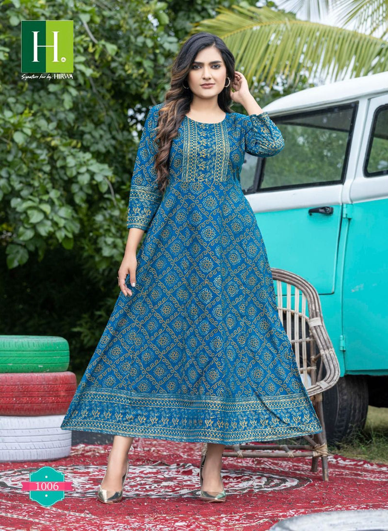 Hirwa Sunlight Vol 2 Rayon Stylish Designer With Heavy Rayon Printed Long Anarkali Kurti