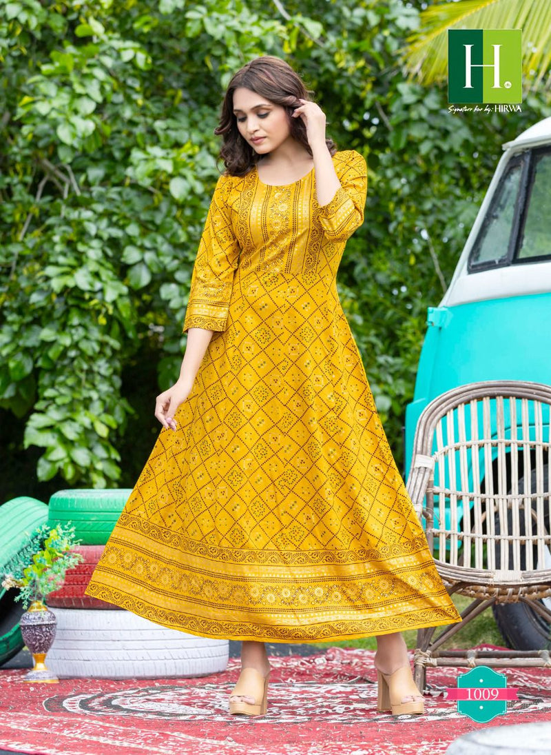Hirwa Sunlight Vol 2 Rayon Stylish Designer With Heavy Rayon Printed Long Anarkali Kurti