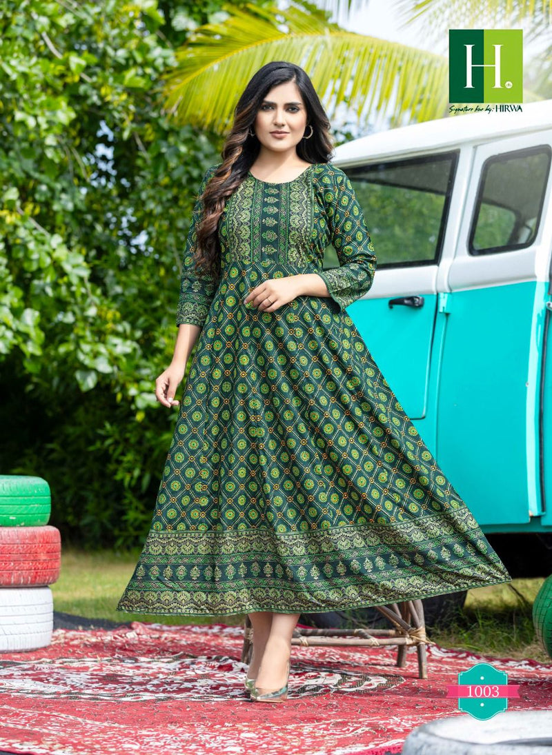 Hirwa Sunlight Vol 2 Rayon Stylish Designer With Heavy Rayon Printed Long Anarkali Kurti