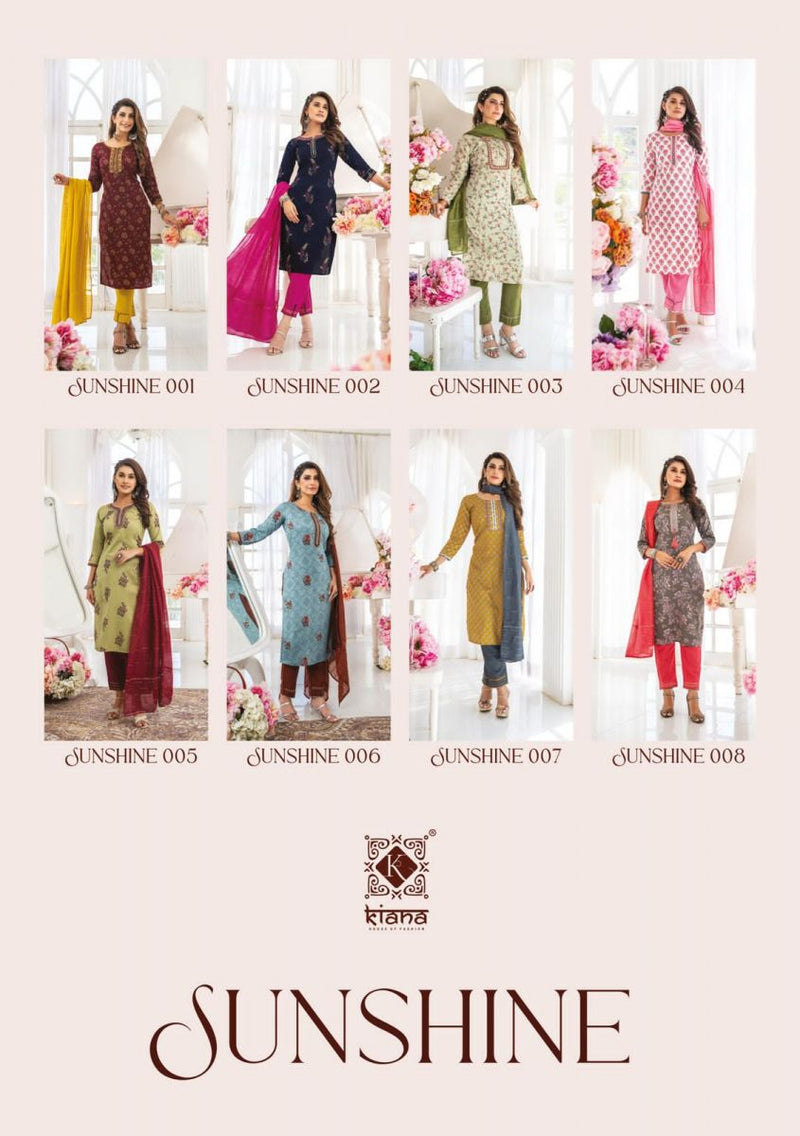 Kiana House Of Fashion Sunshine Cotton Designer Fancy Embroidered Kurtis With Bottom & Dupatta