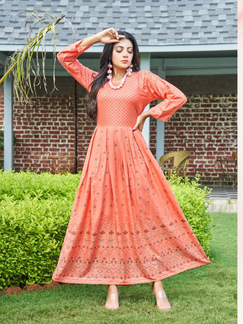 Hirwa Sunshine Vol 1 Rayon With Heavy Printed Stylish Designer Fancy Long Kurti