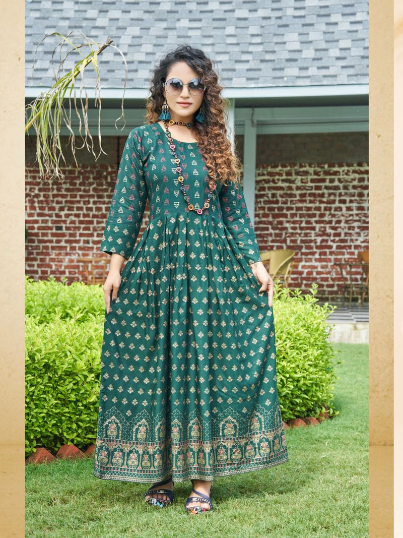 Hirwa Sunshine Vol 1 Rayon With Heavy Printed Stylish Designer Fancy Long Kurti