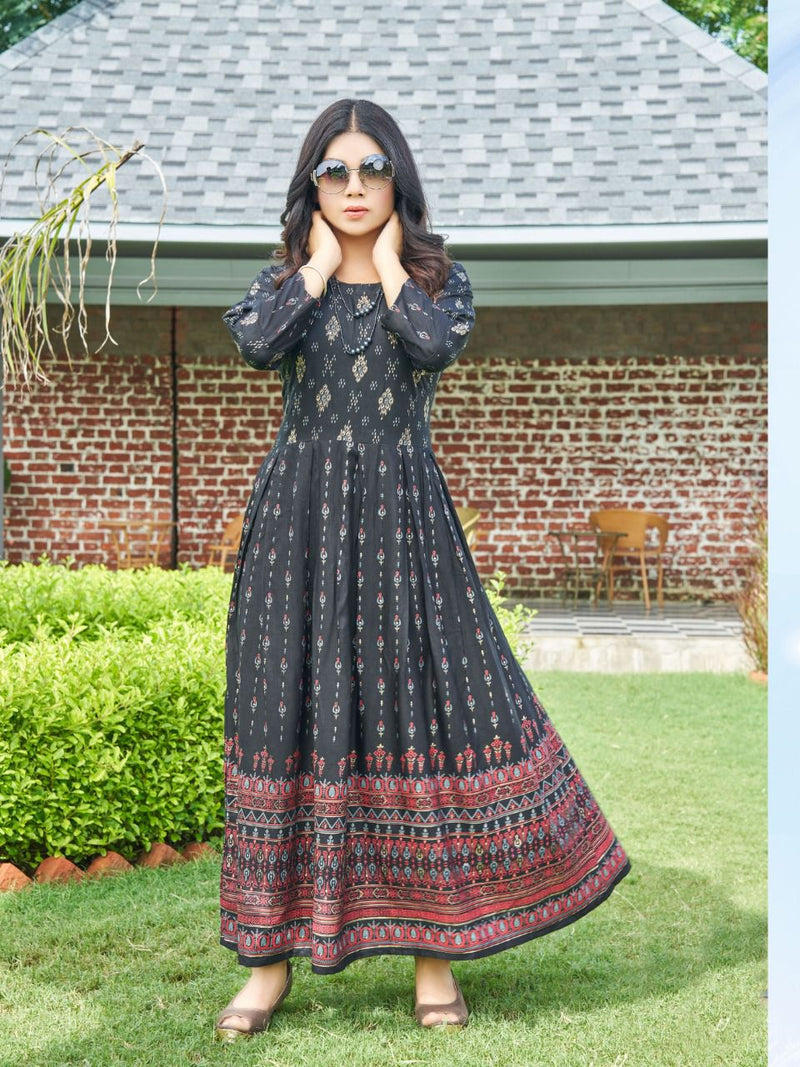 Hirwa Sunshine Vol 1 Rayon With Heavy Printed Stylish Designer Fancy Long Kurti