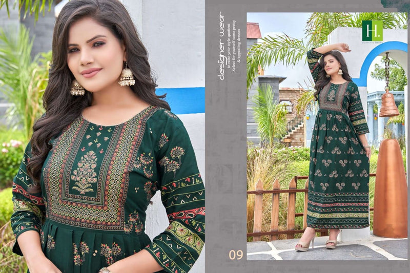 Hirwa Supriya Vol 1 Rayon Fancy  Designer Gown Style Long Party Wear Kurtis